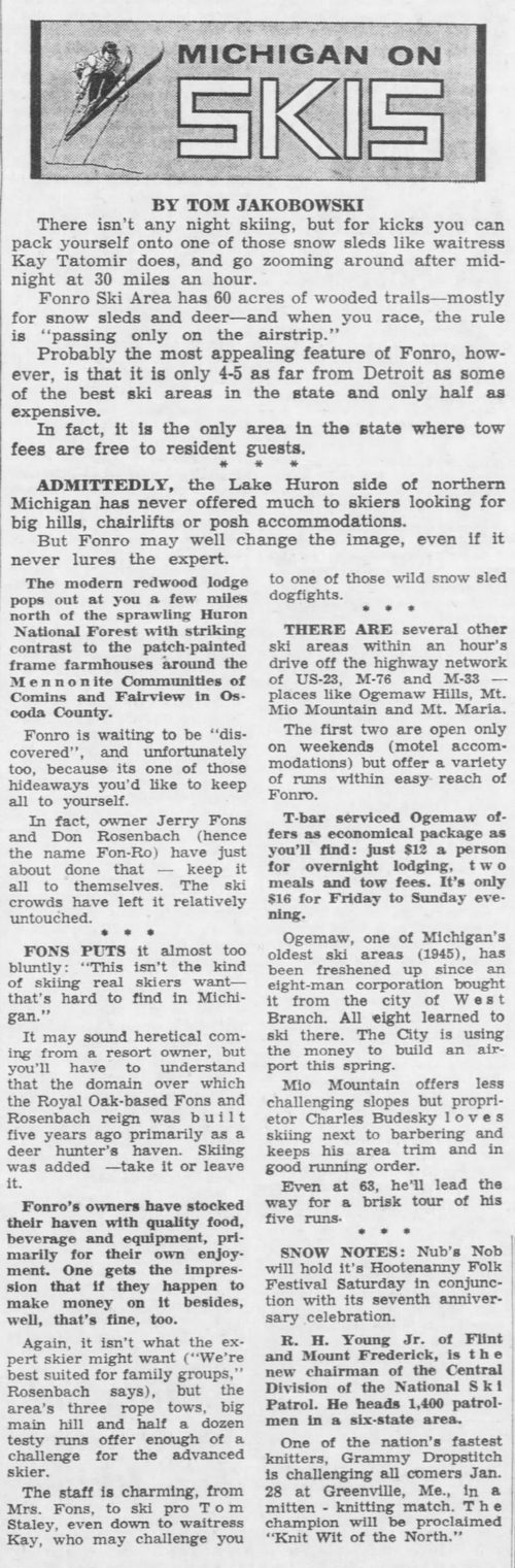 Fonro Lodge Resort Motel (Cole Creek) - 1966 Article